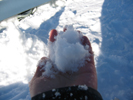Hands in snow at Sierra-at-Tahoe
